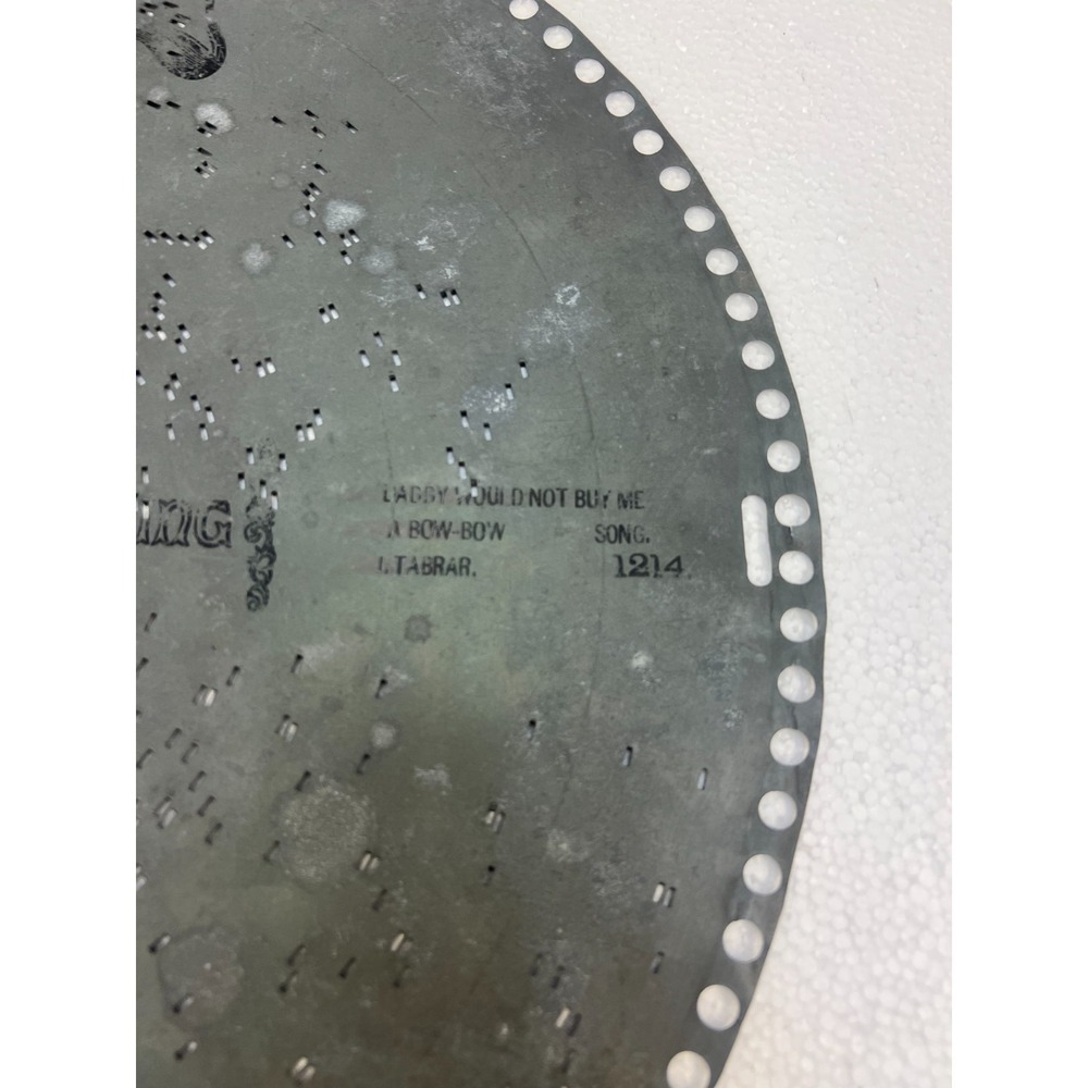 REGINA MUSIC BOX DISC 15 1/2" Daddy Would Not Buy Me a Bow-Bow metal antique old - Picture 4 of 7